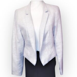 LApt. 9 Brand Ladies SIL/WHT Metallic Cropped Blazer/Jacket in Size 12